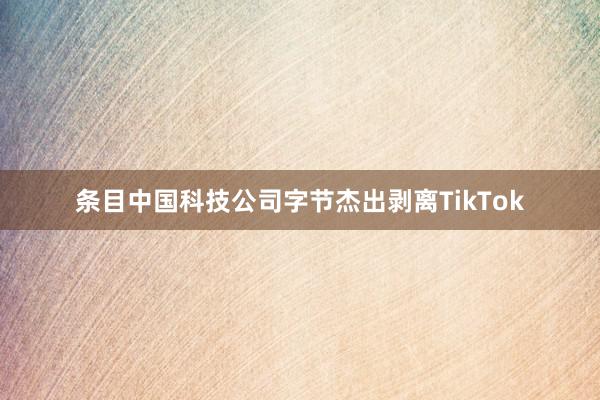 条目中国科技公司字节杰出剥离TikTok
